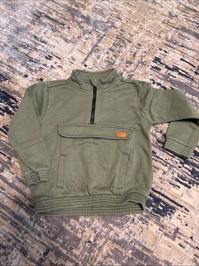 7 For All Mankind Olive Green Half-Zip Pullover Hoodie